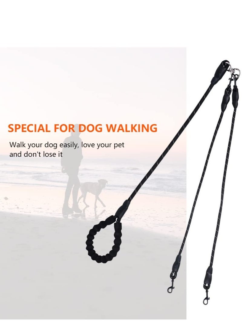 Dual Dog Leash with 360° Swivel, No Tangle Design, 2 Extra Traffic Handles for Large, Medium & Small Dogs - Perfect for Easy Walking & Control, Black  - Image 2