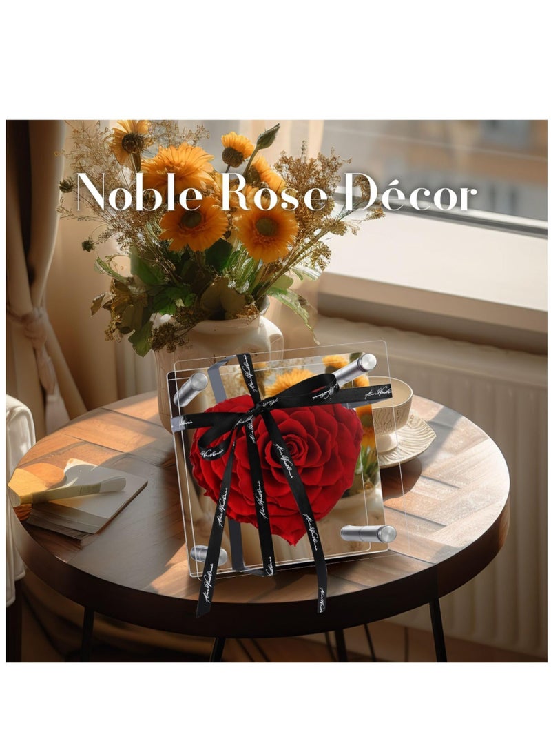 Captaintech Forever Heart Shape Rose 4.7in Real Eternal Rose Box Fully Handmade, Forever Flower, Valentines Day Gifts for Her, Wife, Girlfriend, Woman, Romantic Gift for Her, Birthday, Anniversary, Red - Image 4