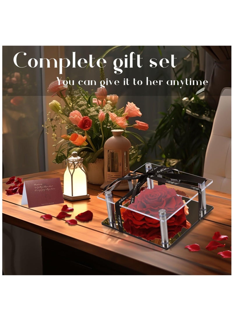 Captaintech Forever Heart Shape Rose 4.7in Real Eternal Rose Box Fully Handmade, Forever Flower, Valentines Day Gifts for Her, Wife, Girlfriend, Woman, Romantic Gift for Her, Birthday, Anniversary, Red - Image 5