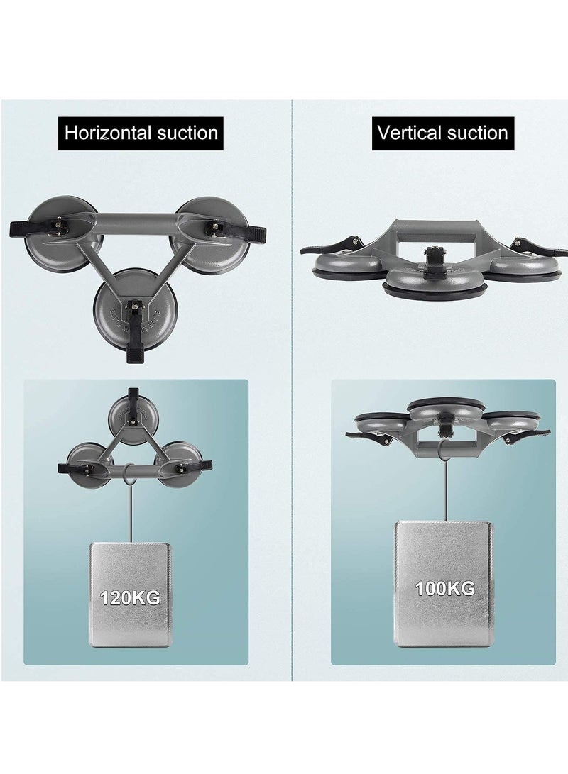 حمالات زجاج فضية 3 يد ثلاثي – قدرة رفع تصل إلى 120 كجم - Image 2
