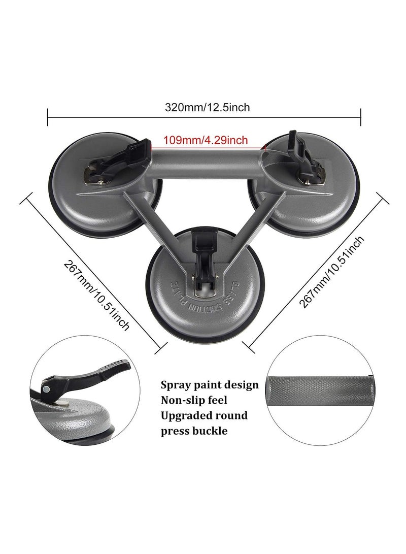 حمالات زجاج فضية 3 يد ثلاثي – قدرة رفع تصل إلى 120 كجم - Image 3