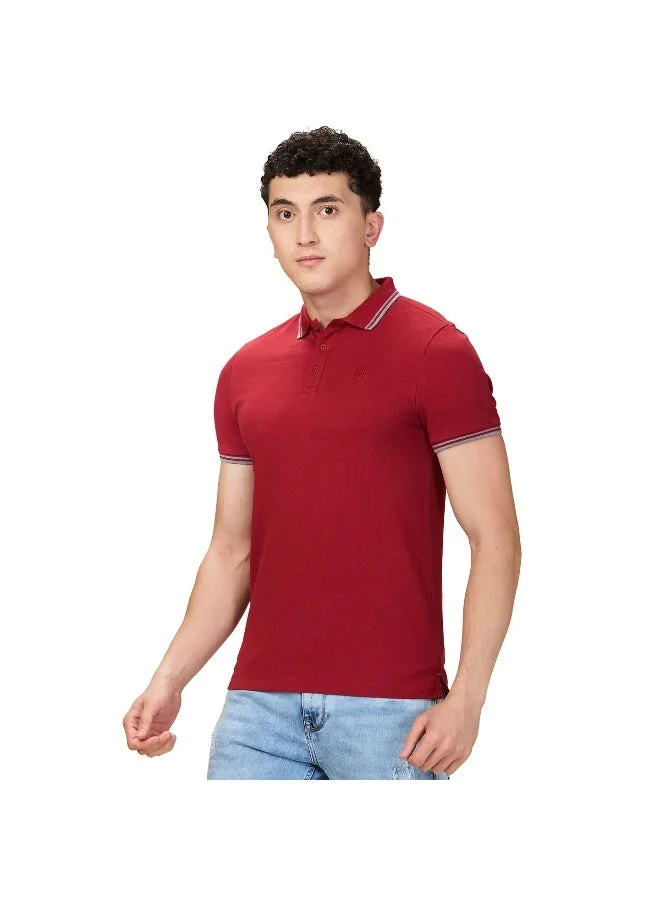 بيينغ هيومان Mens Marron Polo Collar Short Sleeve Polo T-Shirt