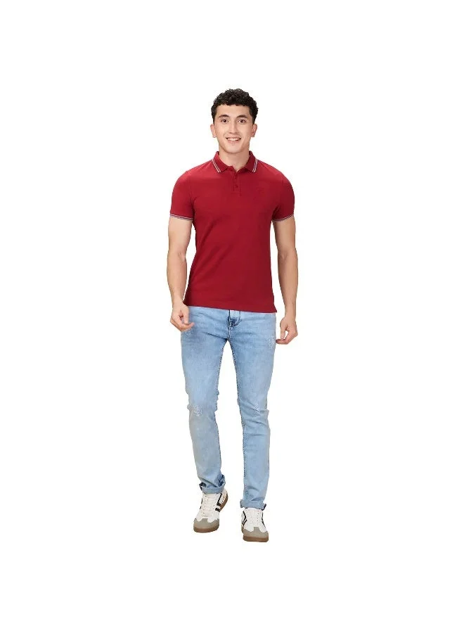 بيينغ هيومان Mens Marron Polo Collar Short Sleeve Polo T-Shirt