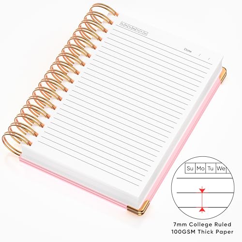 MSTONAL Lined Spiral Journal Notebook for Women Men, Medium A5 300 Pages, College Ruled Hardcover Notebooks for Work and Note Taking, Journals for Writing - Pink - Image 3