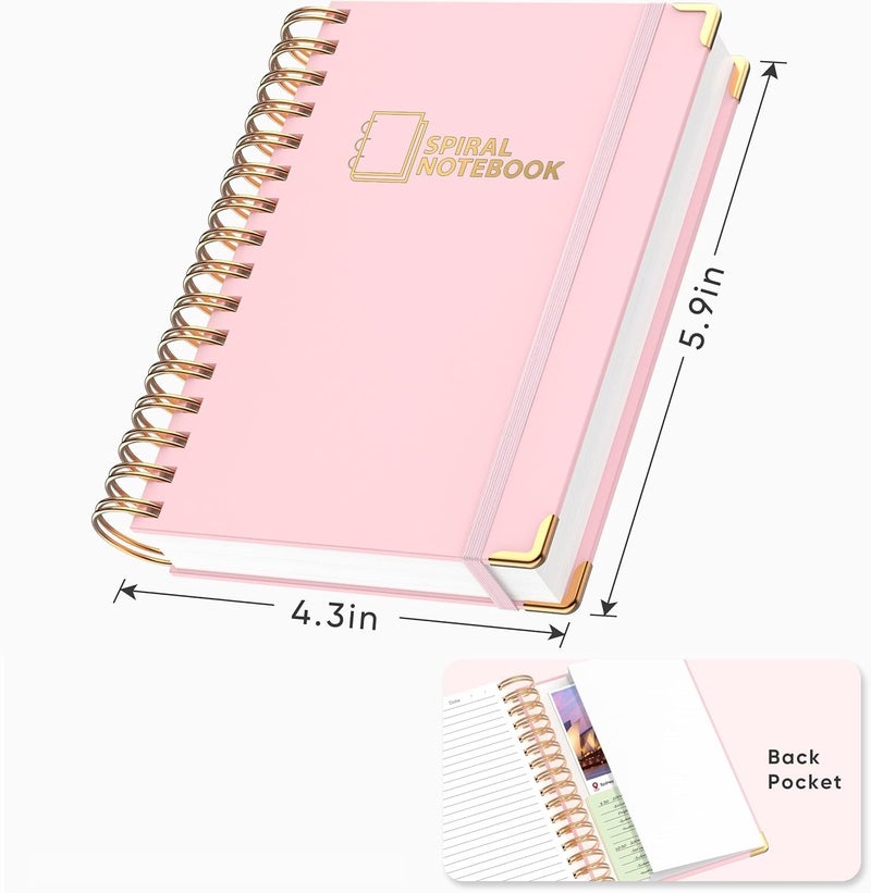 MSTONAL Lined Spiral Journal Notebook for Women Men, Medium A5 300 Pages, College Ruled Hardcover Notebooks for Work and Note Taking, Journals for Writing - Pink - Image 2