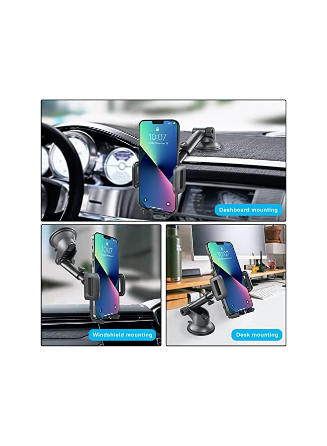 GVTECH Car Phone Holder, Dashboard Windscreen Car Phone Mount, Universal Car Cradle 360° Rotatable Extendable Arm One Button Release stand for iPhone13 12 11 Pro Max XS Xr X 8 7 Plus, Samsung - Image 5