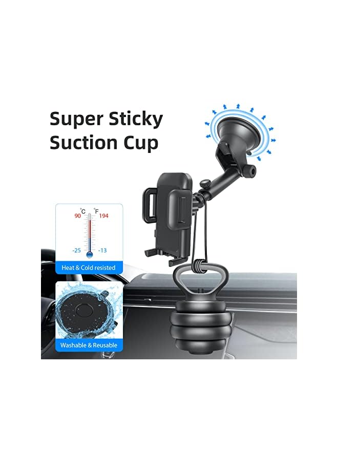 GVTECH Car Phone Holder, Dashboard Windscreen Car Phone Mount, Universal Car Cradle 360° Rotatable Extendable Arm One Button Release stand for iPhone13 12 11 Pro Max XS Xr X 8 7 Plus, Samsung - Image 3