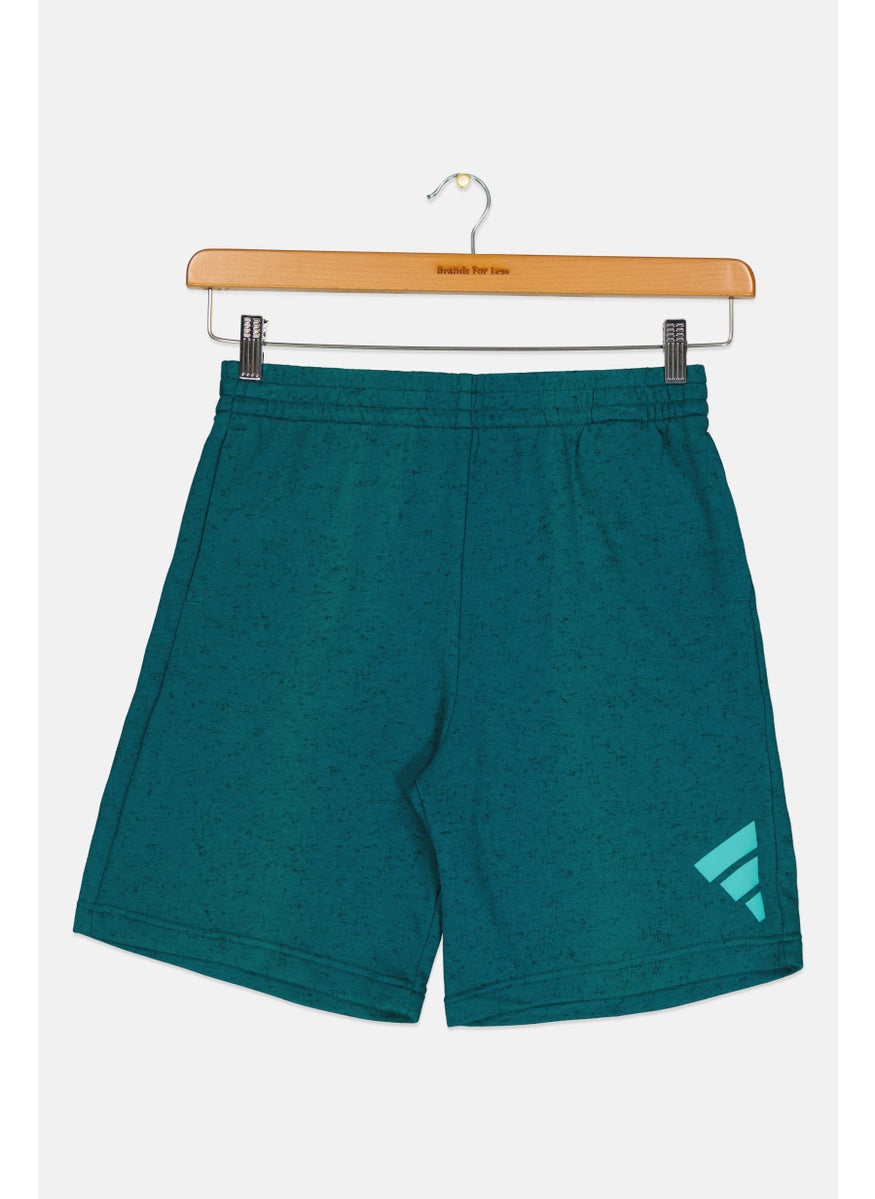 Adidas Kids Boy Brand Logo Training Shorts, Teal Green  - Image 1