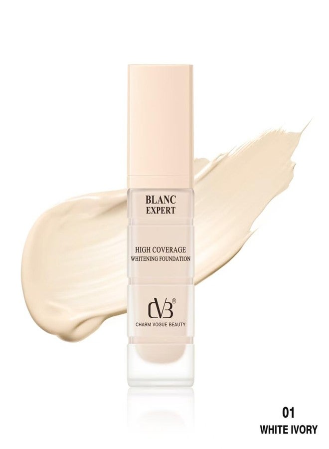 CVB C268 Blanc Expert High Coverage Whitening Foundation | 45ml Full Coverage Liquid Base for Indian Skin Tone | Long-Lasting, Brightening & Smooth Matte Finish (WHITE IVORY) - Image 3