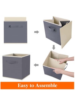 Arabest 6 Pack Collapsible Storage Bins, Fabric Bins with Handles, Large Capacity Storage Cubes for Books Toys Clothes and Sundries(Beige)  - Image 5