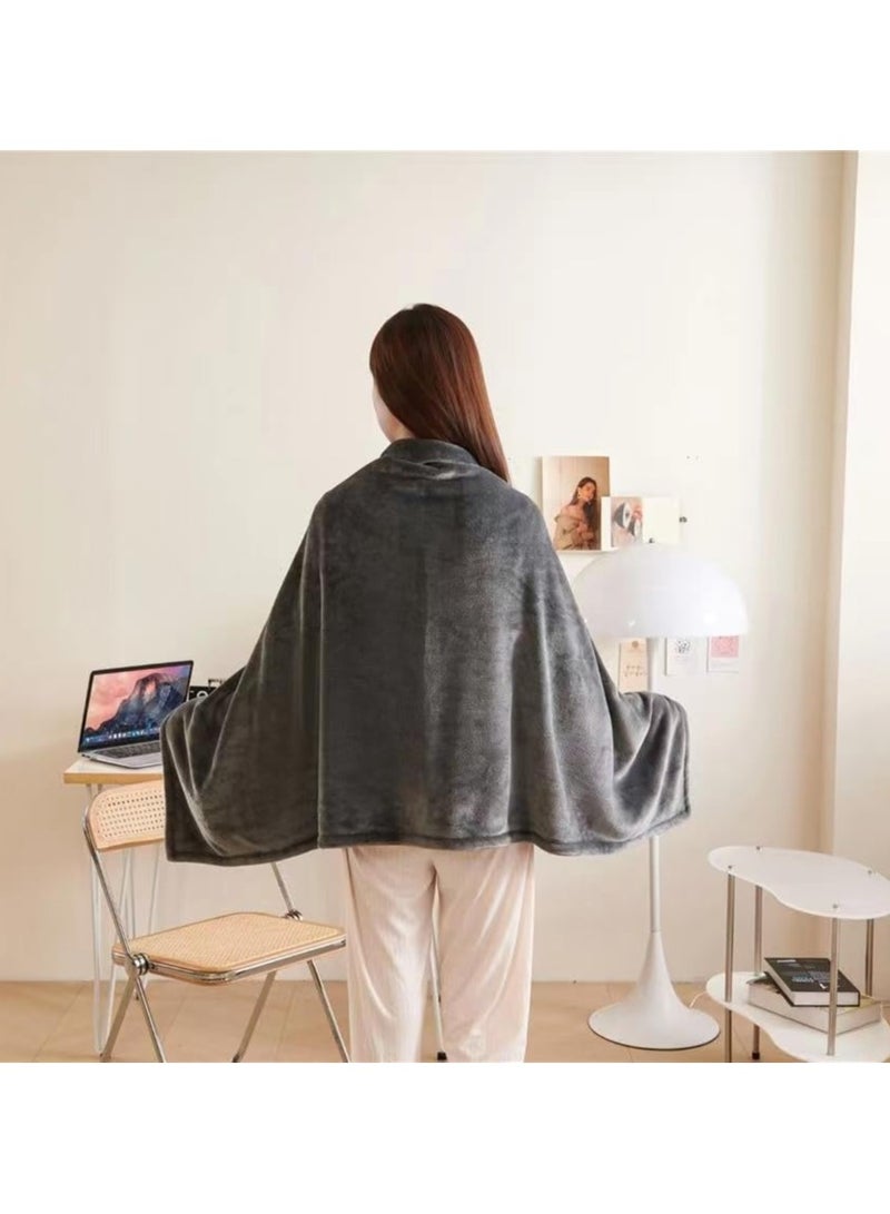 Zikra Wearable USB Heated Blanket Shawl, Portable Heated Blanket, 3 Gears 7 Heating Zones Cordless Zip Heated Throw Blanket for Women, Outdoor, Office, Camping, Brown (Without Battery) - Image 5