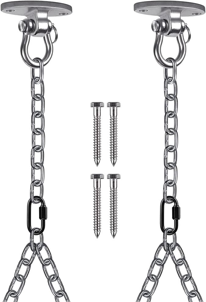 BeneLabel Set of 2 Heavy Duty Porch Swing Hanging Chain Kit, Hammock Chair Hardware for Indoor Outdoor Playground Hanging Chair Hammock Chair Punching Bags, 4 Screws for Wooden, 1000LB Capacity, 105" - Image 1
