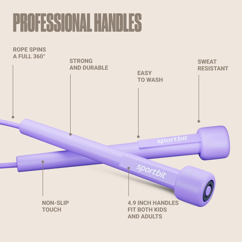 SPORTBIT Adjustable Jump Rope for Fitness and Exercise â€“ Skipping Rope for Cardio, Boxing, and Weight Loss â€“ Speed Rope perfect for Men & Women â€“ Purple - Image 4