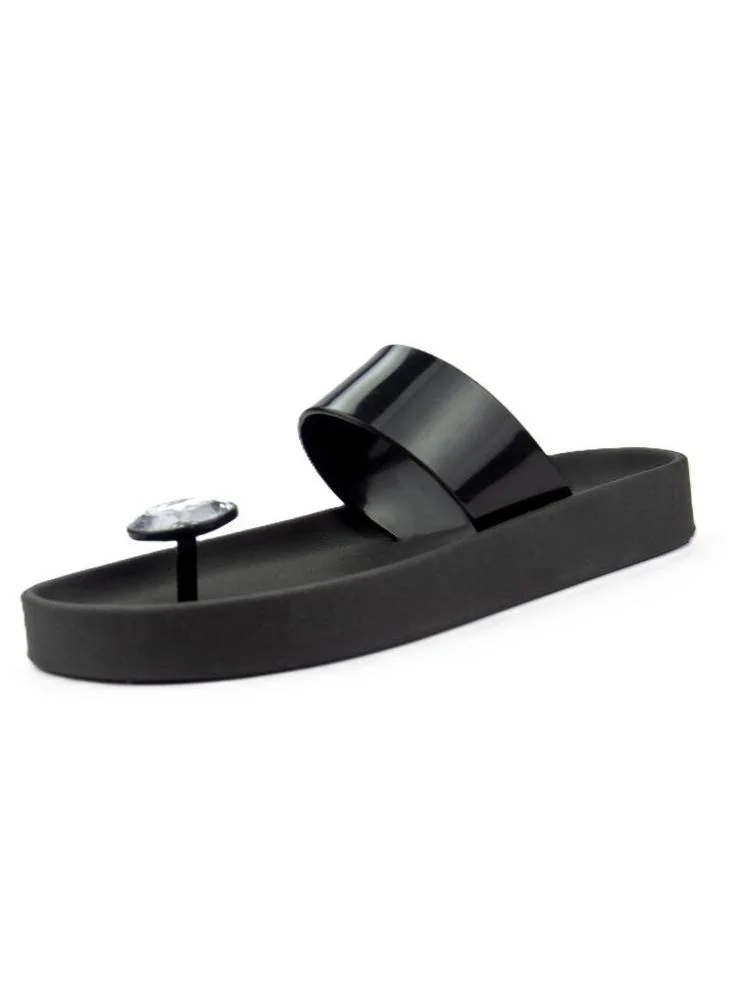 Voices Smooth Sunset Women'S Anti Slip Sole  Single Strap Sandals - Black