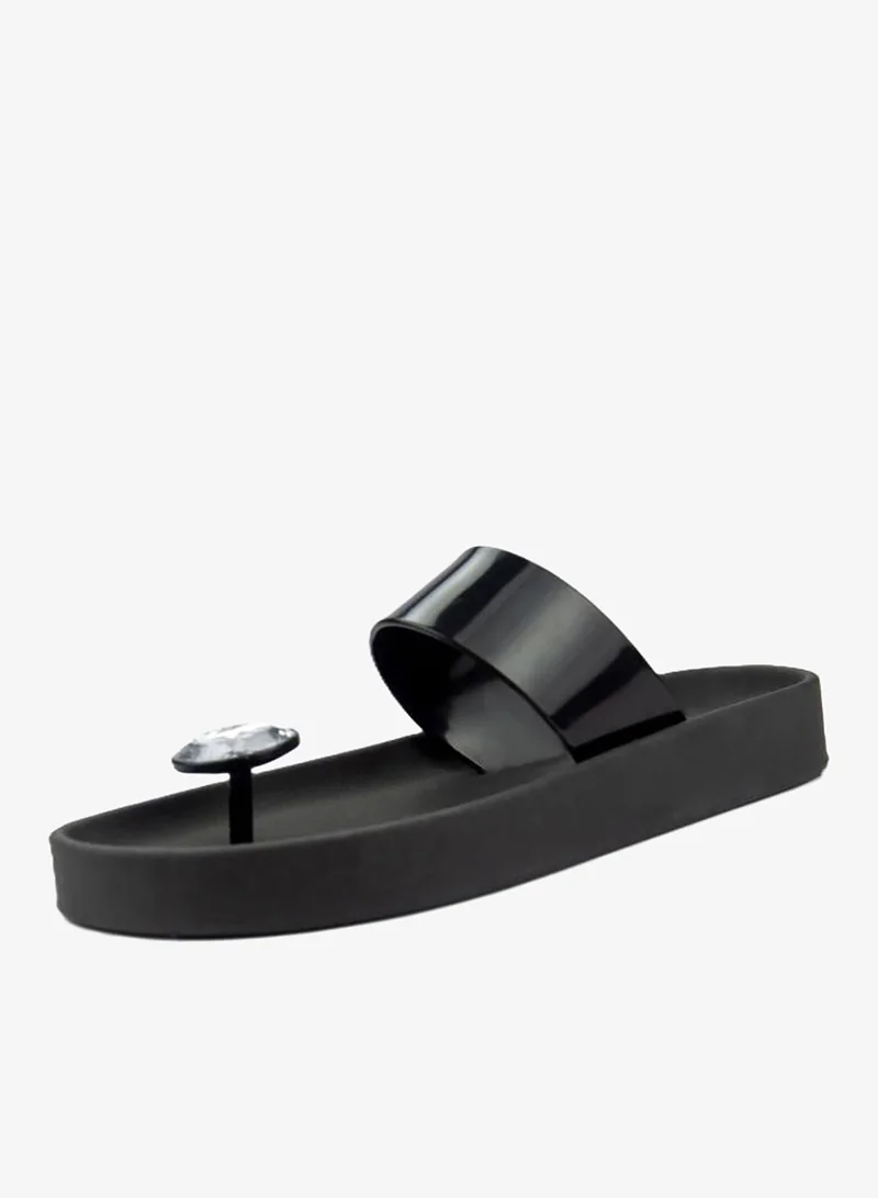 Voices Black-Black-Cristal Smooth Sunset Women'S Anti Slip Sole  Single Strap Sandals - Black for Women | Best Price UAE