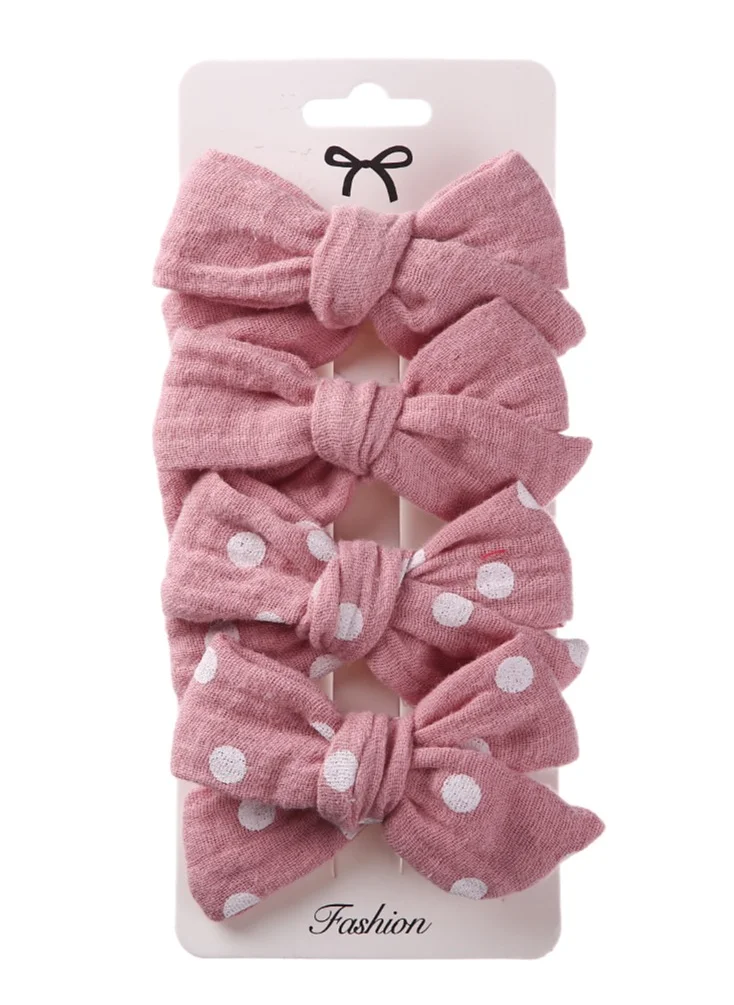 D'Daniela Adella Ribbon Bow Clip Set For Babies and Girls -  Pink & Dark Pink