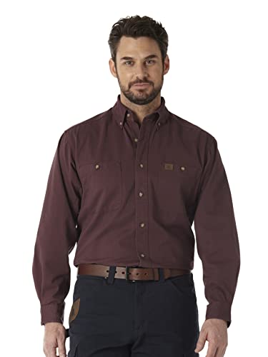 Wrangler Logger Twill Long Sleeve Workshirt, Burgundy, 2X Tall - Image 5