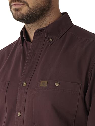 Wrangler Logger Twill Long Sleeve Workshirt, Burgundy, 2X Tall - Image 2