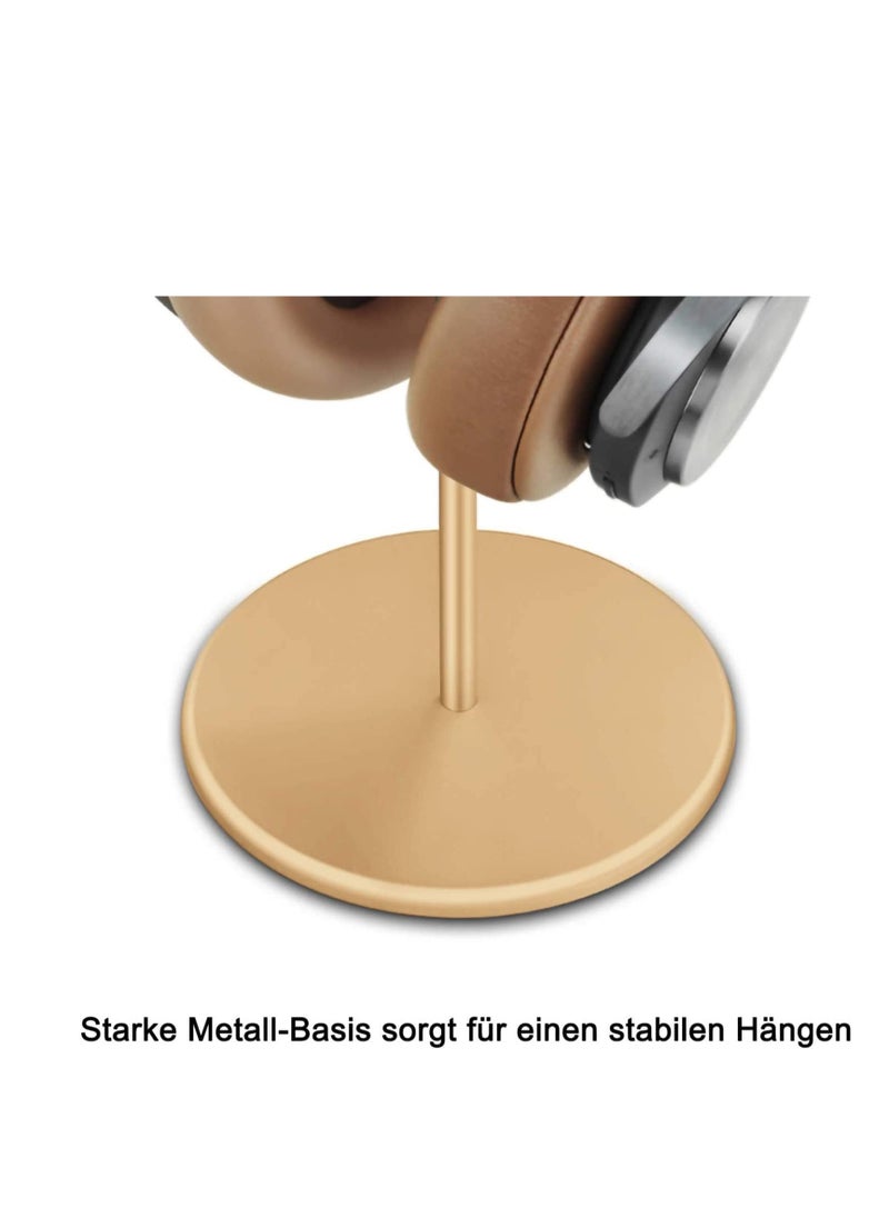 SYOSI Headphone Stand Walnut Wood Aluminum Headset Nature Gaming Holder with Solid Heavy Base for All Sizes Gold  - Image 4