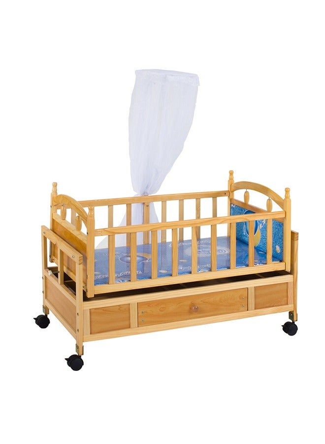 بيوينتي سرير طفل خشبي مع خزانة الملابس ومساندات الذراع ، 100 × 49 سم ﻿  (أزرق) - Image 1