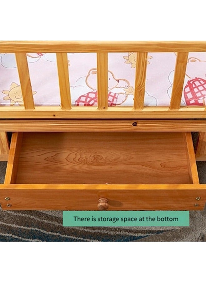 بيوينتي سرير طفل خشبي مع خزانة الملابس ومساندات الذراع ، 100 × 49 سم ﻿  (أزرق) - Image 3