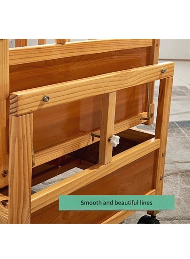 بيوينتي سرير طفل خشبي مع خزانة الملابس ومساندات الذراع ، 100 × 49 سم ﻿  (أزرق) - Image 4