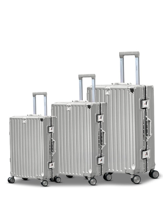 ZAAPPY Aluminum Frame 3-Piece Luggage Set (20/24/28 Inch) - with USB Port, Bottle & Phone Holder - Image 1