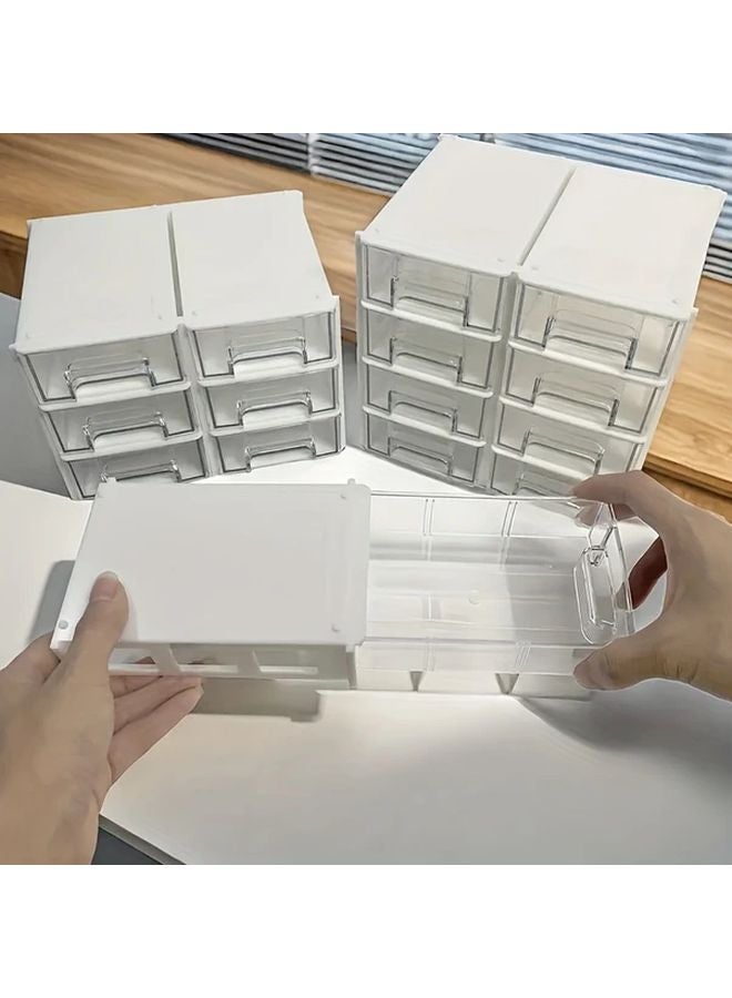 10pcs Clear Plastic Storage Boxes With Dividers Stackable Organizer Pull Out Shelves - Image 4