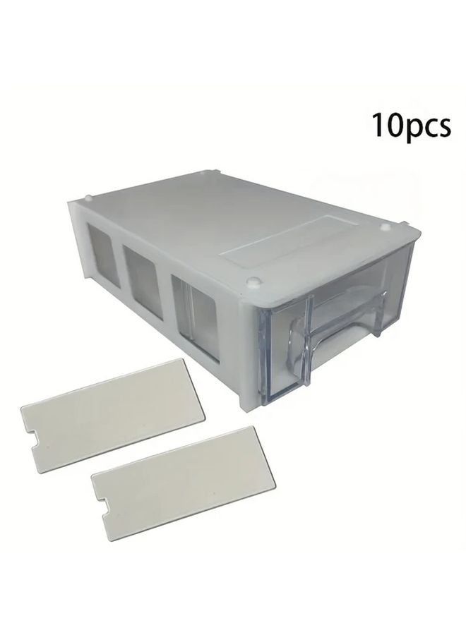 10pcs Clear Plastic Storage Boxes With Dividers Stackable Organizer Pull Out Shelves - Image 1