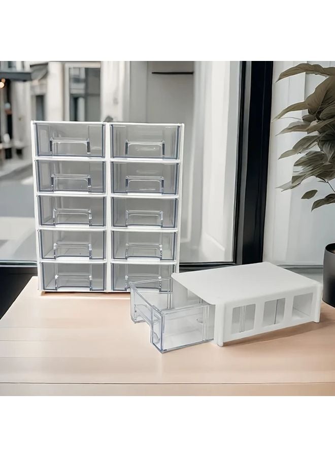 10pcs Clear Plastic Storage Boxes With Dividers Stackable Organizer Pull Out Shelves - Image 5