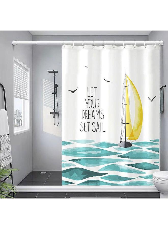 Bluejw Toilet Non-perforated Shower Curtain Suit Thickened Waterproof Mildew-proof Door Curtain Magnetic Water Barrier Suit Bathroom Partition Curtain  - Image 4