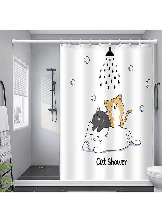 Bluejw Toilet Non-perforated Shower Curtain Suit Thickened Waterproof Mildew-proof Door Curtain Magnetic Water Barrier Suit Bathroom Partition Curtain  - Image 2