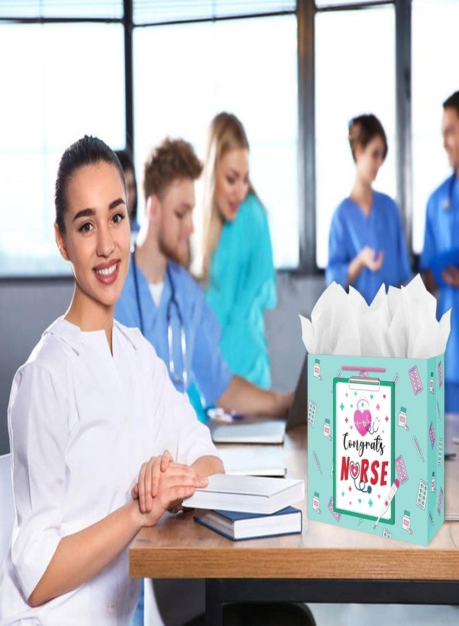 JUESMOS Nurse Graduation Gifts Bag with Tissue Paper 13" Large Congrats Nurse Gift Bag Nurse Week RN Gifts Bag for New Nurses Nursing Graduation Gifts for Medical School Graduates Healthcare Workers - Image 3