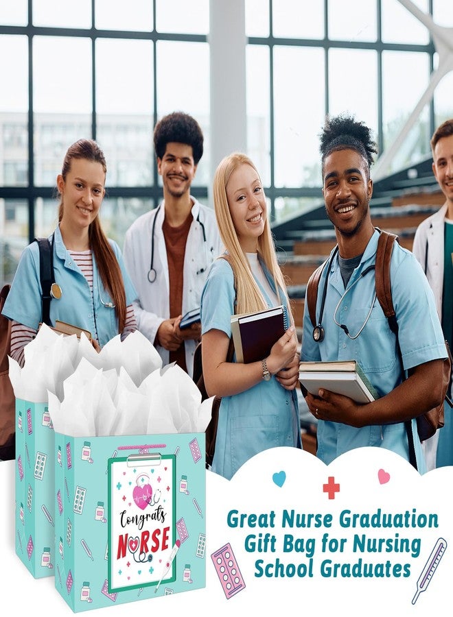 JUESMOS Nurse Graduation Gifts Bag with Tissue Paper 13" Large Congrats Nurse Gift Bag Nurse Week RN Gifts Bag for New Nurses Nursing Graduation Gifts for Medical School Graduates Healthcare Workers - Image 2