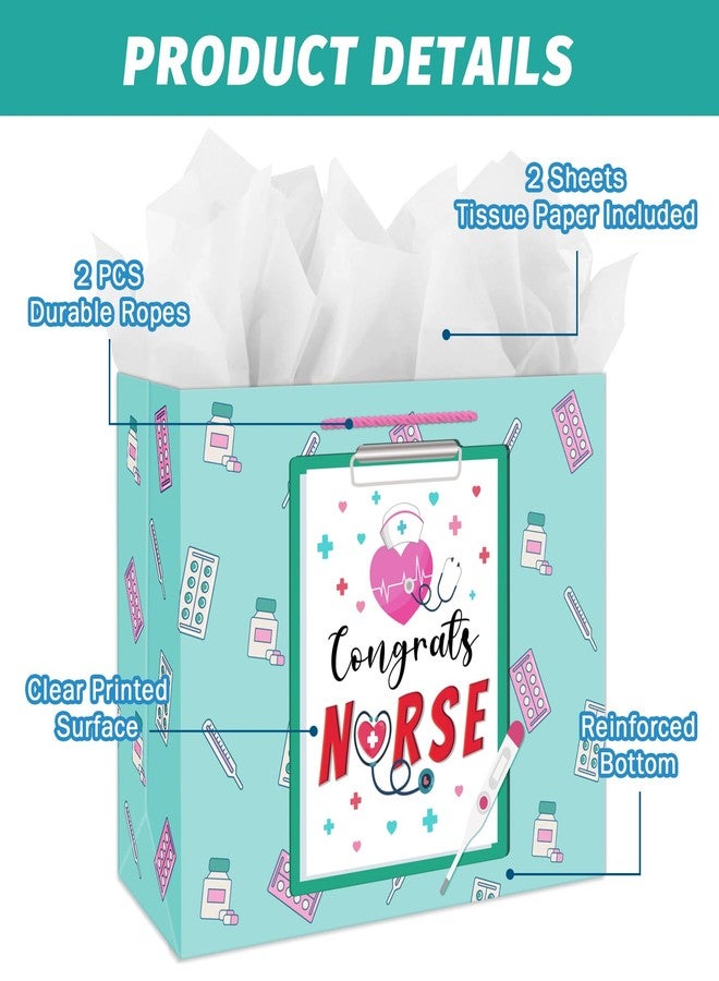 JUESMOS Nurse Graduation Gifts Bag with Tissue Paper 13" Large Congrats Nurse Gift Bag Nurse Week RN Gifts Bag for New Nurses Nursing Graduation Gifts for Medical School Graduates Healthcare Workers - Image 5