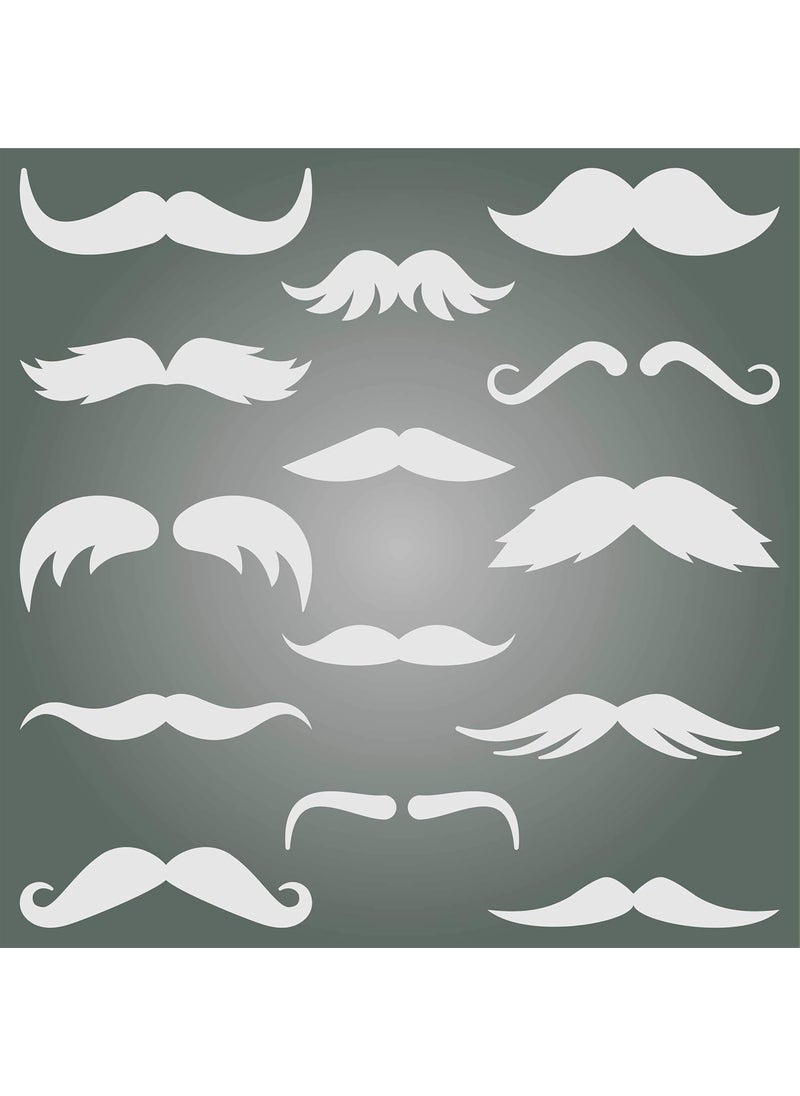 Usnyabni Mustache Stencil, 4.5 x 4.5 inch (S) - Mixed Media Shapes 12 Moustache Facial Hair Stencils for Painting Template  - Image 5