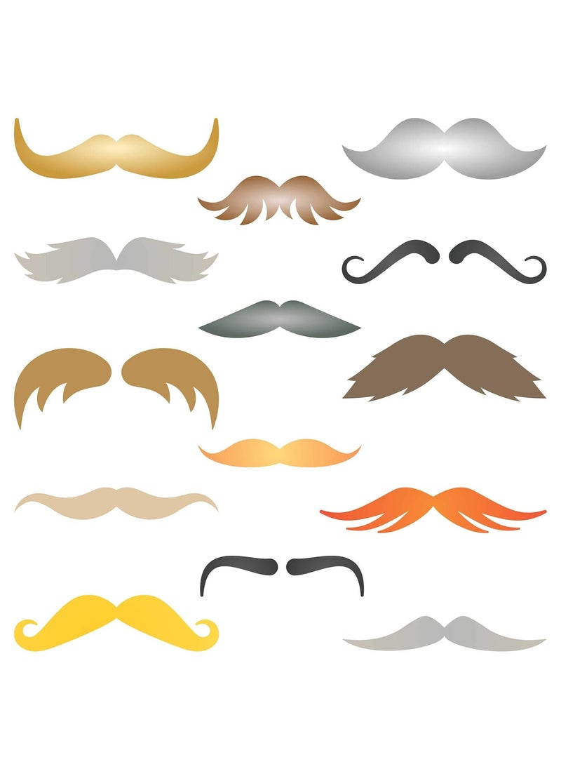 Usnyabni Mustache Stencil, 4.5 x 4.5 inch (S) - Mixed Media Shapes 12 Moustache Facial Hair Stencils for Painting Template  - Image 1