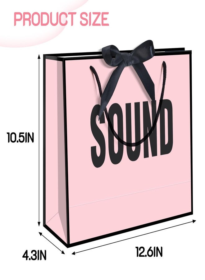 QLSKO Gift Bags with Bow Ribbon and Tissue Paper, 13 inch, 5 Pack, Handles (Pink) - Image 3