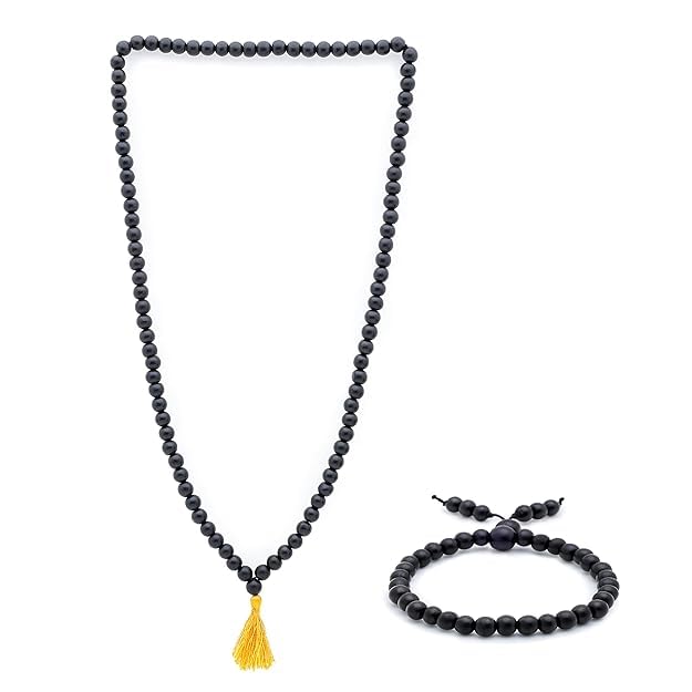 Divine Hindu Karungali Malai Mala 108 Beads & Karungali Bracelet | Combo | Lab Tested | Black Ebony Wood, Traditional Spiritual Set for Pooja, Meditation, Energy, Healing | For Men & Women | 12mm - Image 1
