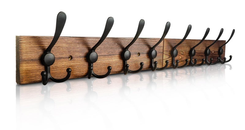 Homagic Coat Rack Wall Mount 31.5'' Coat Hanger Wall Mount Burnt Brown Coat Hooks for Wall Rustic Towel Racks for Bathroom Living Room Coat Hat Cloth - Image 1