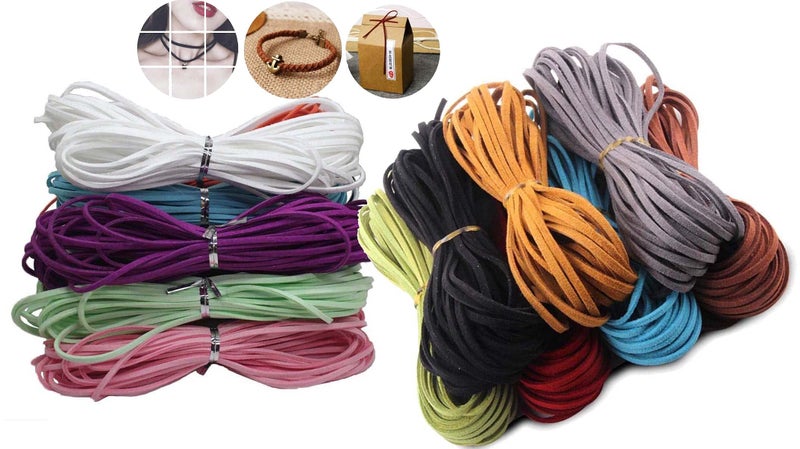 DIY Crafts Pack of 1 Set, Combo Set No # 9, Micro-Fiber Flat Leather Lace Beading Thread Faux Suede Cord String Velvet Beading Supplies (Mix Colors 1 mtr Each Co (Pack of 1 Set, Combo Set No # 9) - Image 4