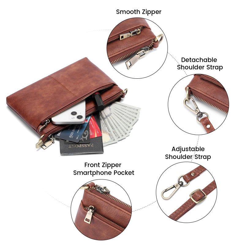 SENDEFN Leather Crossbody Bag for Women Small Clutch Purses Crossbody Shoulder Handbag Wallet Purses RIFD Card Slots - Image 4