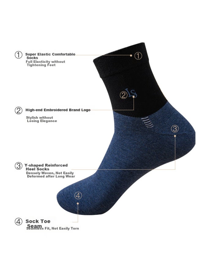 Langsha Men's Business Casual Socks 6 Pairs Gift Box Set High-end Embroidered Mid-calf Sweat-absorbent Men's Cotton Socks