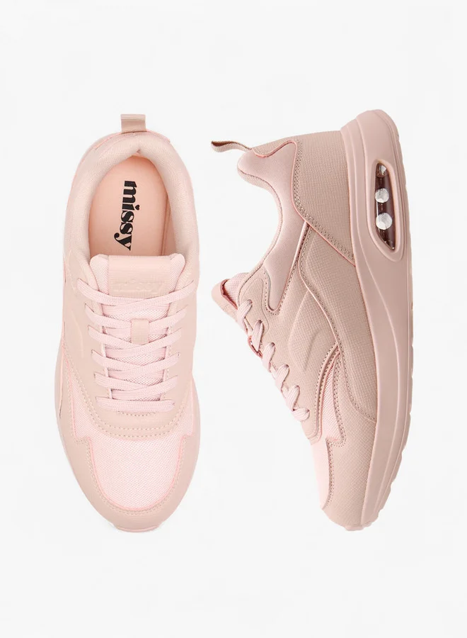 ميسي Women's Panelled Sneakers with Lace-Up Closure