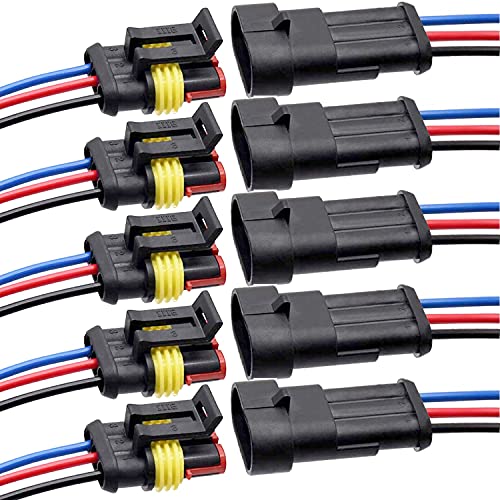 Zuozee ZUOZE 5 Kit 3 Pin Car Connector Waterproof Electrical Connector Male and Female Way 18 AWG Wire Plug Socket Kit for Truck Motorcycle Boat and Other Wire Connection - Image 1