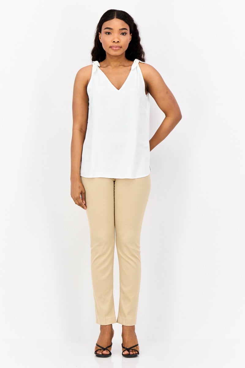 DOROTHY PERKINS Women V-Neck Solid Tank Top, White  - Image 2