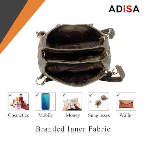 ADISA Shoulder Handbag for Women - Stylish Crossbody Bag with Sling Belt, Ladies' Purse with Top Zipper Closure, Gift for Women and Girls (AD4055) - Image 4