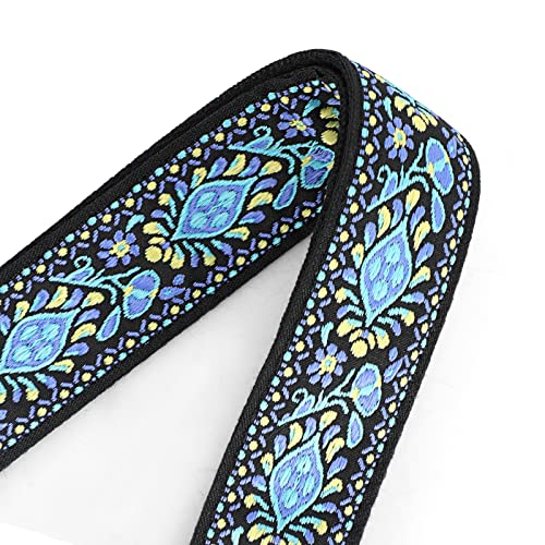 IHOBOR Ukulele Strap, Hawaiian Jacquard Blue Flower Ukelele Shoulder Strap, Suitable for Soprano Concert Tenor Baritone String Instruments - Image 5