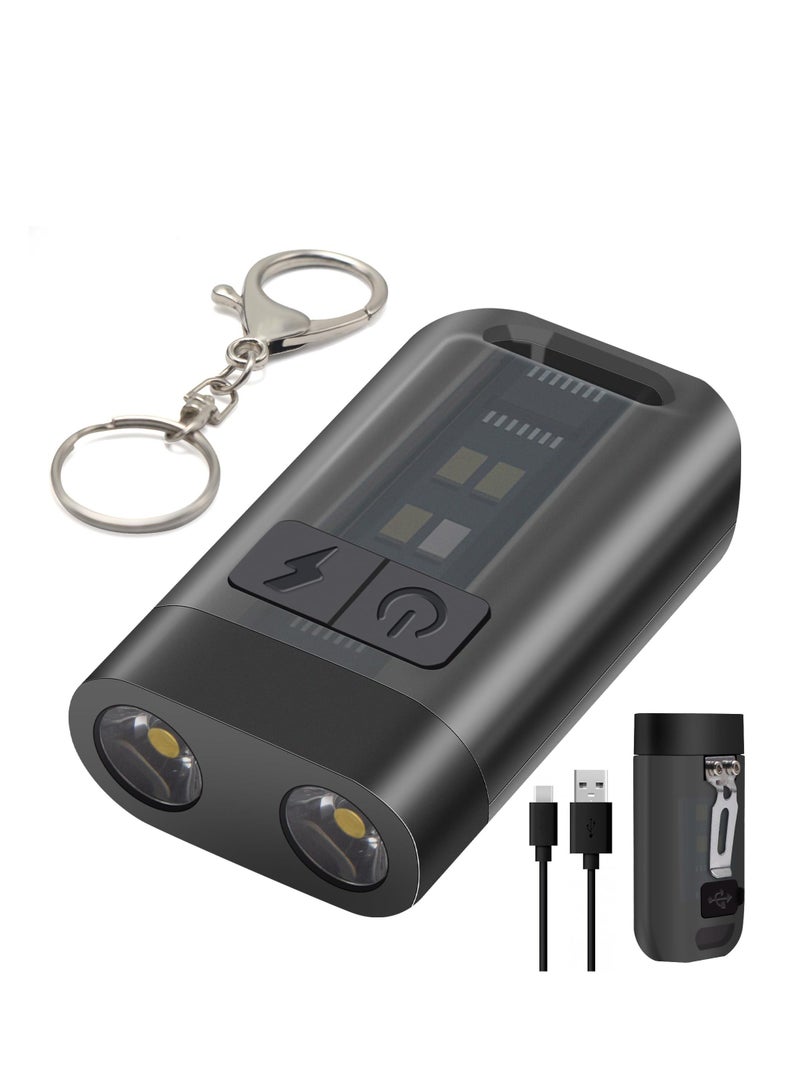 Keyring Torch, LED Super Bright Flashlight with Clip, EDC Torch with UV Light & 9 Lighting Modes for Emergency, USB C Rechargeable Pocket Torch with Magnetic Base [Energy Class A+++] - Image 1