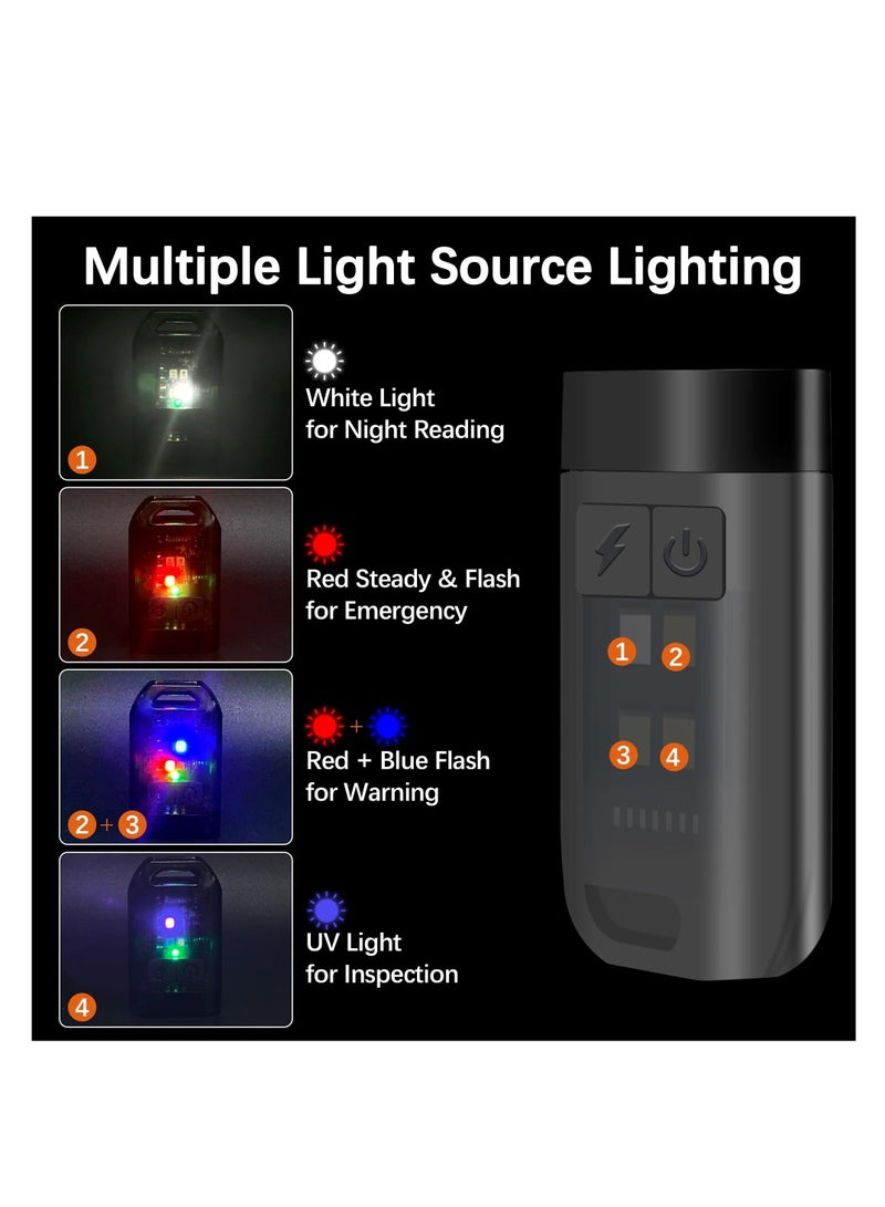 Keyring Torch, LED Super Bright Flashlight with Clip, EDC Torch with UV Light & 9 Lighting Modes for Emergency, USB C Rechargeable Pocket Torch with Magnetic Base [Energy Class A+++] - Image 3